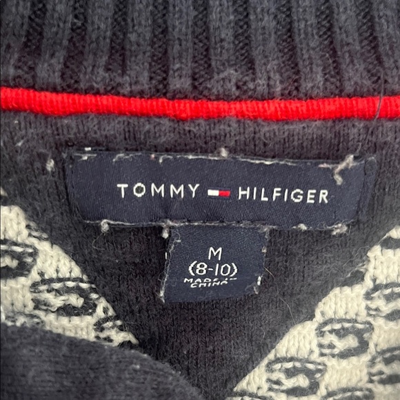 Tommy Hilfiger Men's Black and Red Zip-Up Sweater Size Medium - Picture 2 of 6